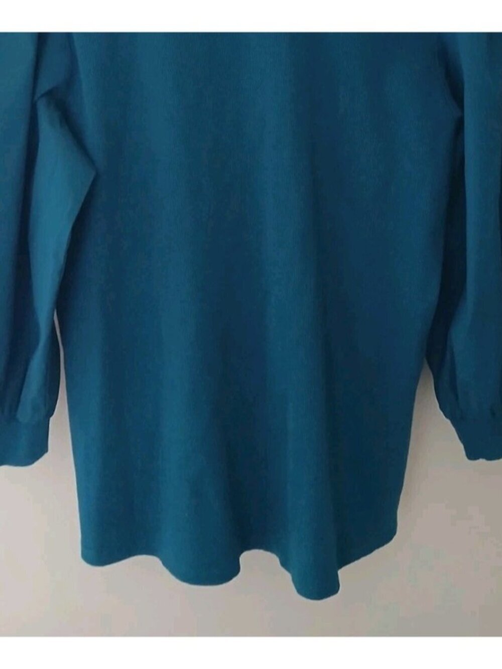 Chico's Ribbed Henley Balloon Sleeve Mixed Media Top - Picture 8 of 8